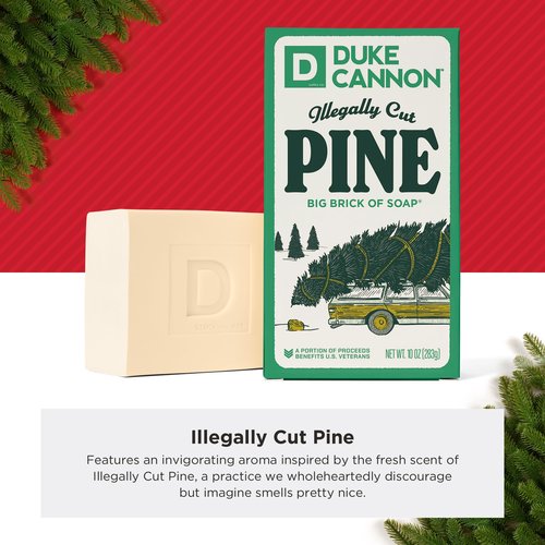 Duke Cannon Big Brick of Soap for Men, Holiday Edition – Illegally Cut Pine Scent, 10 oz