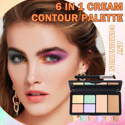 Skiennix Correcting Concealer Palette - 6 Colors for Dark Circles & Blemishes | Long-Lasting Contour Cream
