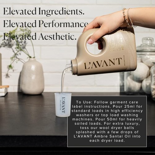 L'AVANT Collective Luxury Laundry Detergent - Ambre Santal | Natural, Non-Toxic, Plant-Based Formula | 30 oz