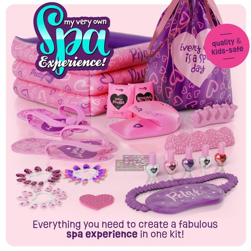 Pretty Me Spa Day Kit for Girls - Kids Manicure Pedicure Gift Set for Ages 5 to 10 - Girl Gifts - Kid Foot and Nail Kits - 6 Years Old Birthday Ideas - Children Toys Age 6-8 5-7