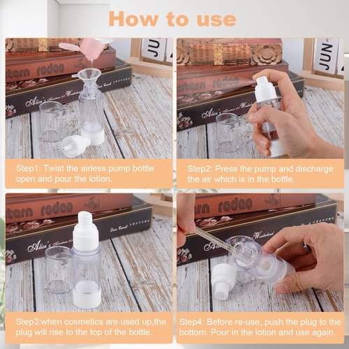 KOUWICH 20 Pack Airless Pump Jars Set, 3.34/1.7/1/0.5/oz Refillable Travel Size Containers, Gold Travel Bottles Empty Lotion Container, Glass Jars for Toiletries Moisturizer Container