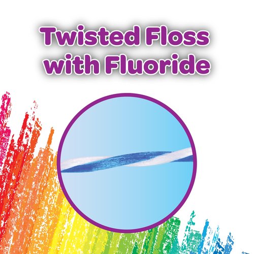 GUM Crayola Twistables Kids Flossers with Fluoride - Designed for Little Hands - Three Fun Fruit Flavors - Easy to Use Kids Floss Picks for Children Ages 3+, 90 Count (Pack of 4)