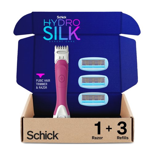 Schick Hydro Silk Dermaplaning Wand with 6 Blades & TrimStyle Razor with Bikini Trimmer, 5 Blades, 3 Refills