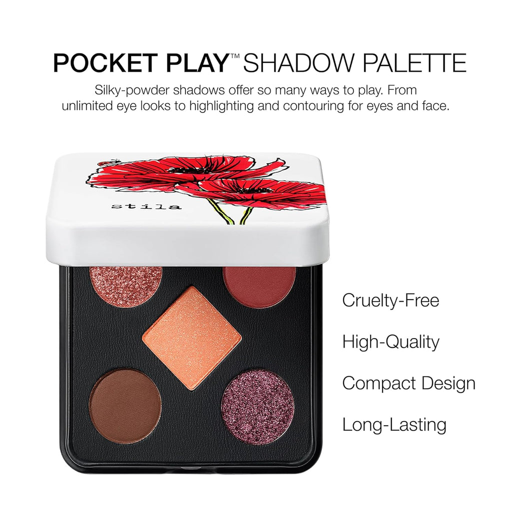 Stila Pocket Play™ Eye Shadow Palette - 5 Blendable Silky Shades for Eyes & Face | Travel-Friendly Compact