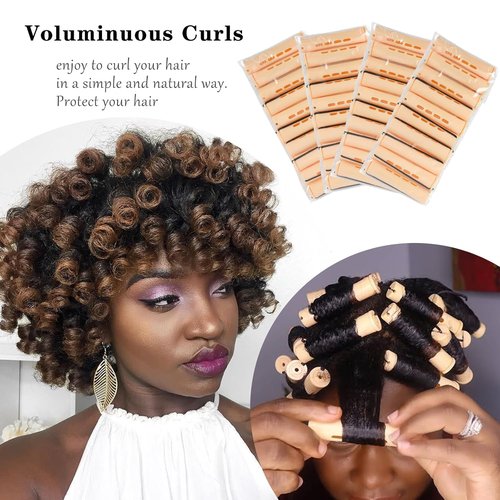Skiennix Perm Rods - 40 Pcs Beige Plastic Curlers for Short Hair | Medium Size Hair Rollers for Styling
