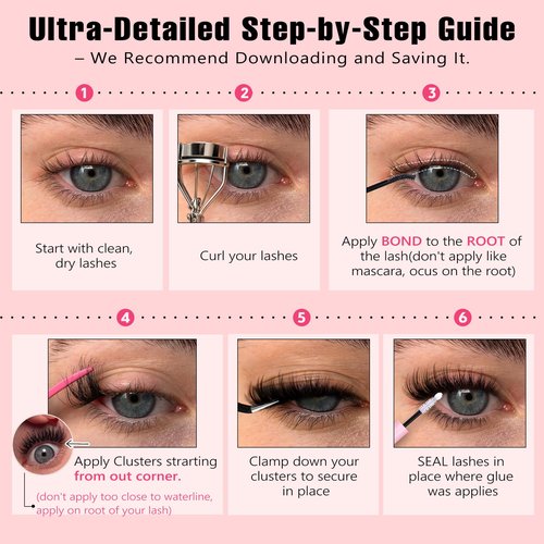 Goddvenus Wispy Lash Clusters Kit Cluster Eyelash Extensions Natural Lash Extension Kit C Curl Fluffy Individual Eyelashes with Bottom Lashes Clusters Waterproof Bond and Seal DIY at Home