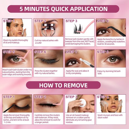 Dramatic Volume Lash Clusters, 0.05mm Thin Band 8-18mm C Curl, DIY Lash Extension Reusable, FayJoo BOLDEE 11 Lash Only