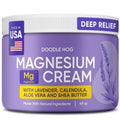 DOODLE HOG Magnesium Cream for Pain, Deep Relief for Muscles & Joints with Calendula, Aloe Vera and Shea Butter, Topical Magnesium Lotion for Sleep, Safe for Kids (4 oz, Lavender)