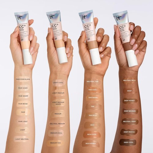 IT Cosmetics CC+ Nude Glow Foundation - Medium Coverage with SPF 40 & Brightening Serum, 24H Hydration - 1.08 fl oz