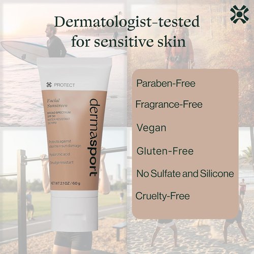 Dermasport SPF 50 Sunscreen Lotion - Hydrating, Non-Greasy, Broad Spectrum Protection for Athletes | Oil-Free & Reef-Safe