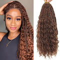 Goddess Bohemian Box Braids Crochet Hair 7 Packs 14 Inch Boho Crochet Braids for Black Women Pre Looped Braiding Hair with Curly Ends, P33/30