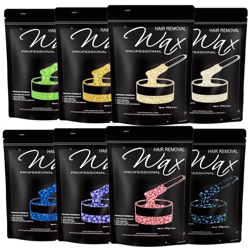FEAMIRIA 800g/1.76lb Wax Beads 8 Packs,Hard Wax Beads with 8 Go-To Scents - Wax Beads for Brazilian Bikini & Coarse/Stubborn Hair Removal, Hard Wax for Body, Face,Legs At-Home Waxing