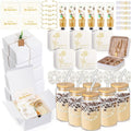 Teenyyou 60 Pcs Bridesmaid Proposal Gifts Bridesmaid Box Set Maid of Honor Gifts Wedding Bridal Shower Include Jewelry Box Glass Cup Scrunchies Hair Knotted Bracelets Hand Cream Lip Balm Cards (White)
