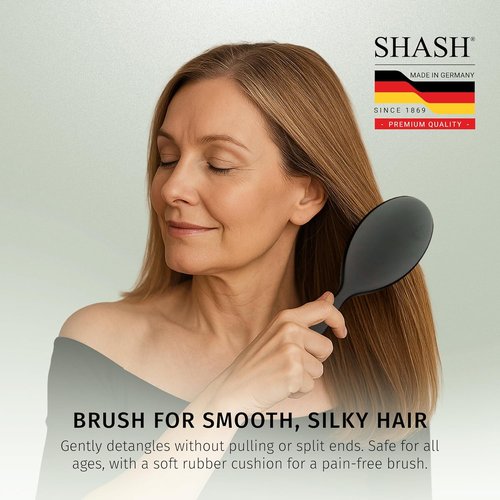 Since 1869 Boar Bristle Hair Brush - Handmade in Germany for Normal to Thick Hair - Gently Detangles & Softens (Large)