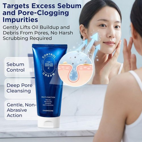 CHARMZONE Control Cream - Korean Exfoliating Face & Body Massage Cream for Sebum & Dead Skin Removal | Hydrating Moisturizer (150ml)