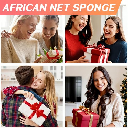 ACLMFUP African Net Bath Sponge for Deep Exfoliation, Reusable Washing Net for Luxurious Lather and Smooth Skin, Gentle Enough for Face and Effective for Body（Blue）