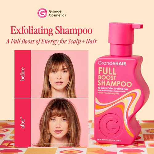 Grande Cosmetics GrandeHAIR Full Boost Shampoo & Conditioner - Sulfate-Free Formula with Niacinamide & Biotin for Healthier, Fuller Hair