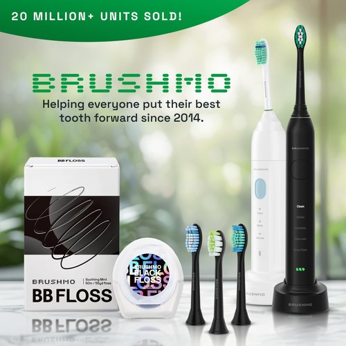Brushmo Plaque Control Replacement Toothbrush Heads, Compatible with Philips Sonicare Click-on Electric Toothbrush Handles, 8 Standard Replacement Heads, SoftDuPont Bristles, BM928bk, Black