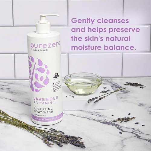 Purezero Lavender & Vitamin E Body Wash - 20 oz Calms and Invigorates Skin, Leaves Skin Hydrated and Moinsurized