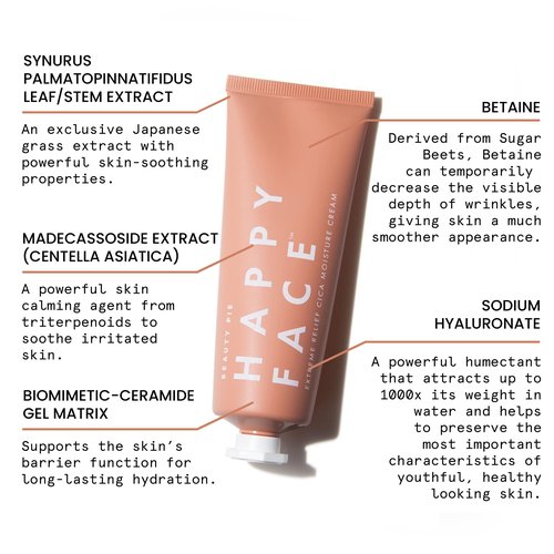 Beauty Pie Happy Face Extreme Relief Cica Moisture Cream For Sensitive Skin & Soothing, Calming Hydration