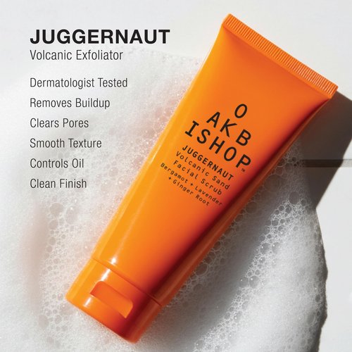 Oak Bishop Juggernaut Men's Volcanic Sand Exfoliating Cleanser for Smoother Skin – Deep Pore Clean, Bergamot, Lavender and Ginger Root, 3.4 fl oz