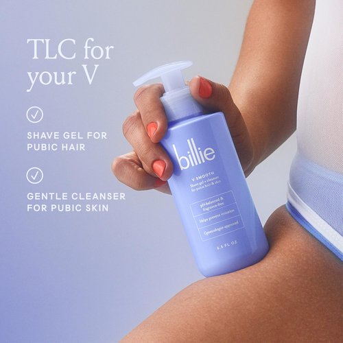 Billie Dermaplane Starter Kit + V Smooth Shave Gel & Cleanser for Pubic Hair & Skin - 6.5 oz.