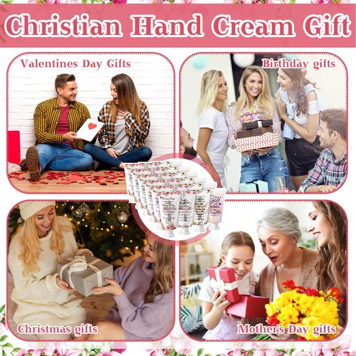 48 Pcs Christian Hand Cream Bulk Gifts for Women Bible Verse Mini Hand Lotion Scripture Travel Lotion for Dry Cracked Christian Religious Gifts Bulk for Mom Women Teacher Wedding Favors (Cross Style)