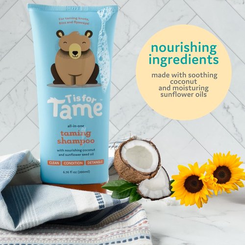 T Is For Tame - 3-in-1 Baby Shampoo, Conditioner & Detangler | Tear-Free, Hypoallergenic, Plant-Based - 6.76 fl oz