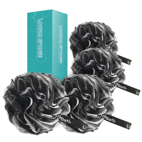 LCZLBath 75g XL Loofah Pack Black Shower Loofah Sponge Bath Luffa Set for Body Scrubbing