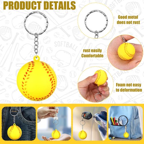 Hicarer 48 Pcs Softball Teams Gifts Softball Party Favors Supply Set Women Cosmetic Bag Keychain Hair Scrunchies Bracelets(Cute Style)