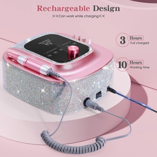 ANBEISTEE 2-in-1 Nail Drill & UV LED Nail Lamp, Professional Rechargeable 45000 RPM Electric Nail Drill Machine, Nail Grinder, Fast Nails Dryer Curing Lamp, Designed for Salon, Home