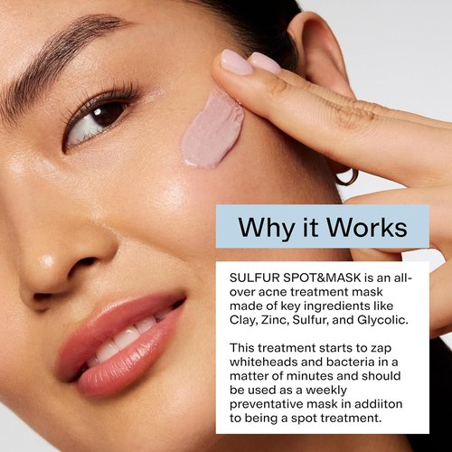 CLEARSTEM Sulfur Spot & Mask - Acne Face Mask with Kaolin Clay & Glycolic for Clear Skin | Weekly Treatment