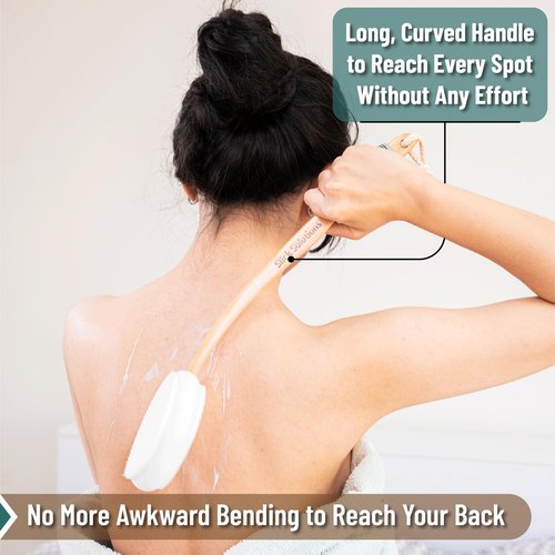 Slick- Lotion Applicator with 3 Extra Pads, 17 Inch, Back Applicator Lotion, Certified Organic, Easy Reach Washable, Self Tanner for All Skin Tone