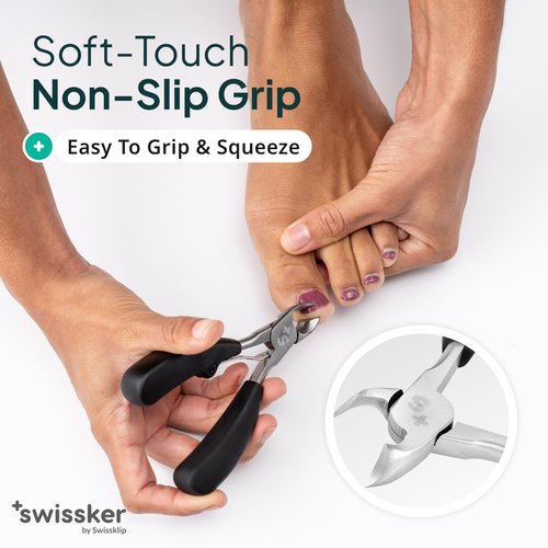 Swissker by Swissklip Heavy Duty Toenail Clippers for Men and Women – Professional Ergonomic Large Toe Nail Cutter & Trimmer for Thick Nails Seniors, Long Handle Toe Nail Clipper