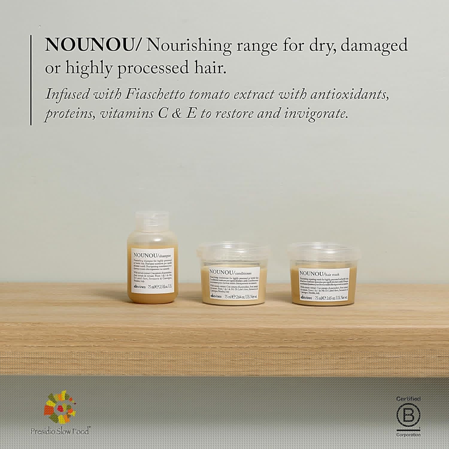 Davines Nounou Conditioner - Hydrating Deep Conditioner for Damaged & Dry Hair | 8.45 oz