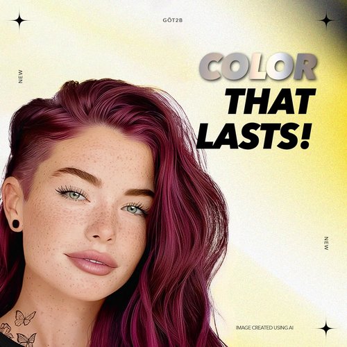 Got2b Metallics Permanent Hair Dye - Dark Ruby M68 | Metallic-Shine Booster for Cool, Shimmering Color, Lasts Up to 30 Washes, 1 Kit
