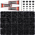 32000Pcs Black Rhinestones for Bedazzling, Black Bedazzle Gems Flatback Resin Stones Diamonds Crystal Gemstones Bedazzled Jewels Flat Back Rinestone for Crafting Clothes Clothing 2-6mm with B7000 Glue