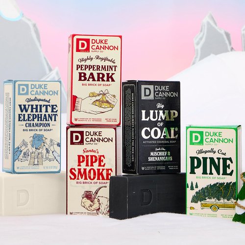 Duke Cannon Lump of Coal Holiday Soap – Charcoal, Bergamot & Black Pepper – 10oz XL, Paraben-Free, Triple-Milled, Hydrating, American-Made Men's Gift 6 Pack