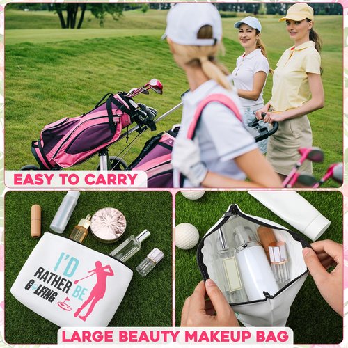 Bulyoou 12 Pcs Golf Gifts for Women Female Cosmetic Bags Golfer Makeup Bag Canvas Toiletry Pouch with Zipper Accessories for Women Ladies Golf Lover Player Fans Birthday Gifts