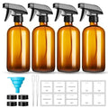GIVAMEIHF 16oz Amber Glass Spray Bottles,4 Pack Glass Spray Bottles Refillable Empty Bottle with Adjustable Nozzle,Spray Bottle for Cleaning,Essential Oils,Cleaning,Pets,Plant, Hair Mister