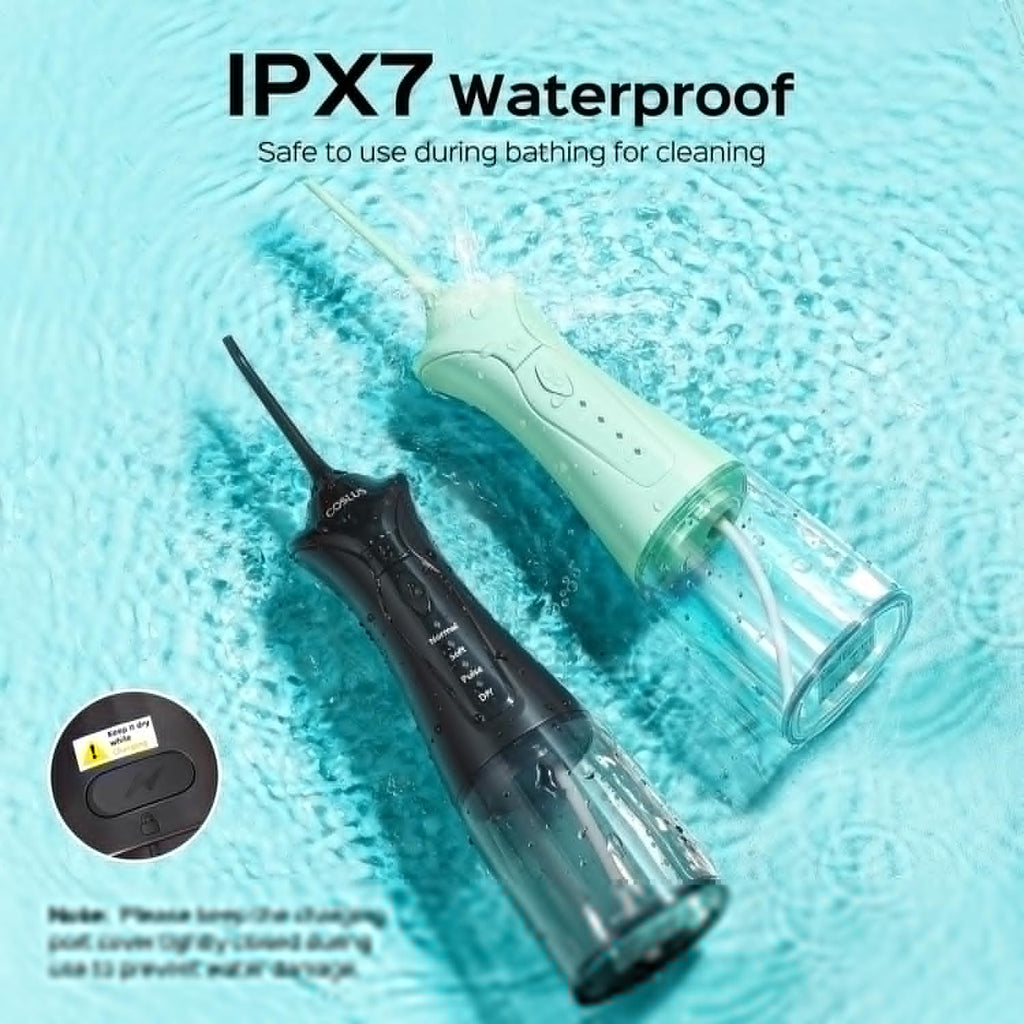 COSLUS Water Flosser for Teeth - 2-Pack C30 Dental Pick Set with 3 Modes & 8 Levels, Ideal for Sensitive Gums - Black & Green