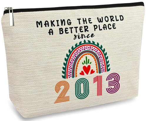 13th Birthday Gifts for Girls 2013 Makeup Bags, Happy 13th Birthday Decorations for Teen Girl,13 Year Old Gift Ideas for Daughter, Nieces, Granddaughter, Sister, Cosmetic Travel Bag (Rainbow2013)