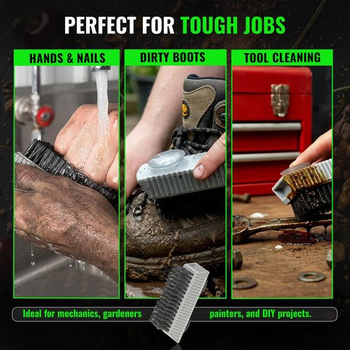 Grip Clean Nail Brush for Cleaning Fingernails – Heavy Duty Nail Brush with Extra Stiff Bristles - Fingernail Brush & Nail Scrubber Brush with Suction Cup Backing for Men & Women - 4 Pack
