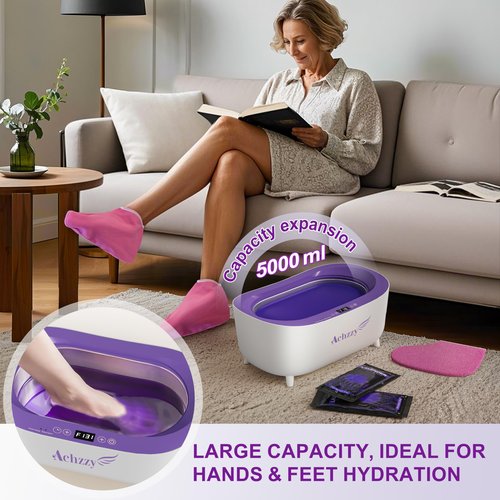 Achzzy Paraffin Wax Machine for Hands and Feet, 5000ml Professional Wax Warmer with Temperature Control, Smart Heating, Stainless Steel Inner Pot, Moisturizing Hot Wax Bath with Refills for Skincare