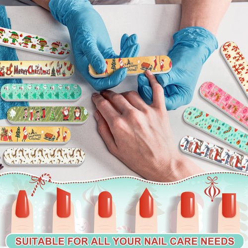 100 Pack Christmas Mini Nail Files Gifts Bulk Holiday Mini Emery Boards Double-Sided Christmas Party Nail Files Favors Bulk Stocking Stuffers for Employee Appreciation Teacher Staff Coworkers