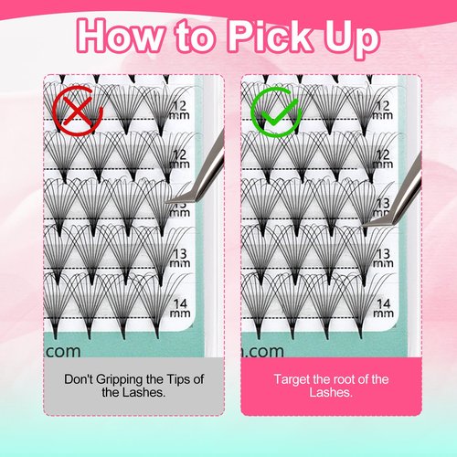 FADVAN 120PCS Premade Lash Fans 10D Premade Fans Eyelash Extensions C/D Curl Pre Made Fans Lash Extensions 3D/5D/10D/20D Short Stem Premade Fans Volume Lash Extensions (10D-0.07-C, MIX8-14)
