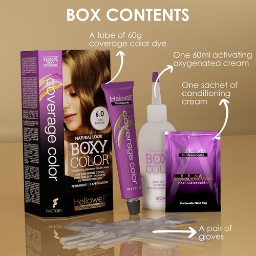 Professional Coloring Kit - Permanent Hair Dye for Gray Coverage | 6.0 Dark Blonde + Revitalizing Shampoo & Conditioner