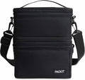 PackIt MOD 3-IN-1 Insulated Lunch Box - Black | EcoFreeze Technology & Removable Strap for Fresh Meals