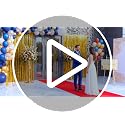 Purple and Gold Carpet Runner Aisle 2.6 x 30 Feet with Carpet Tape & Tassel Curtains