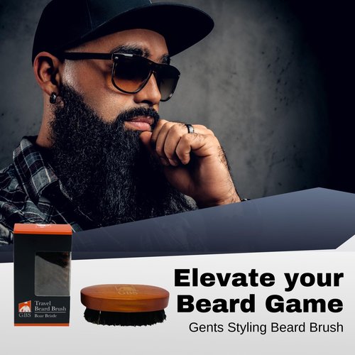 G.B.S 2 Pack Beard Travel Brush with Boar Bristles Great for Dry or Wet Beards Distributes Balm, Oil for Growth and Shine and Softness Professional Durable Camping
